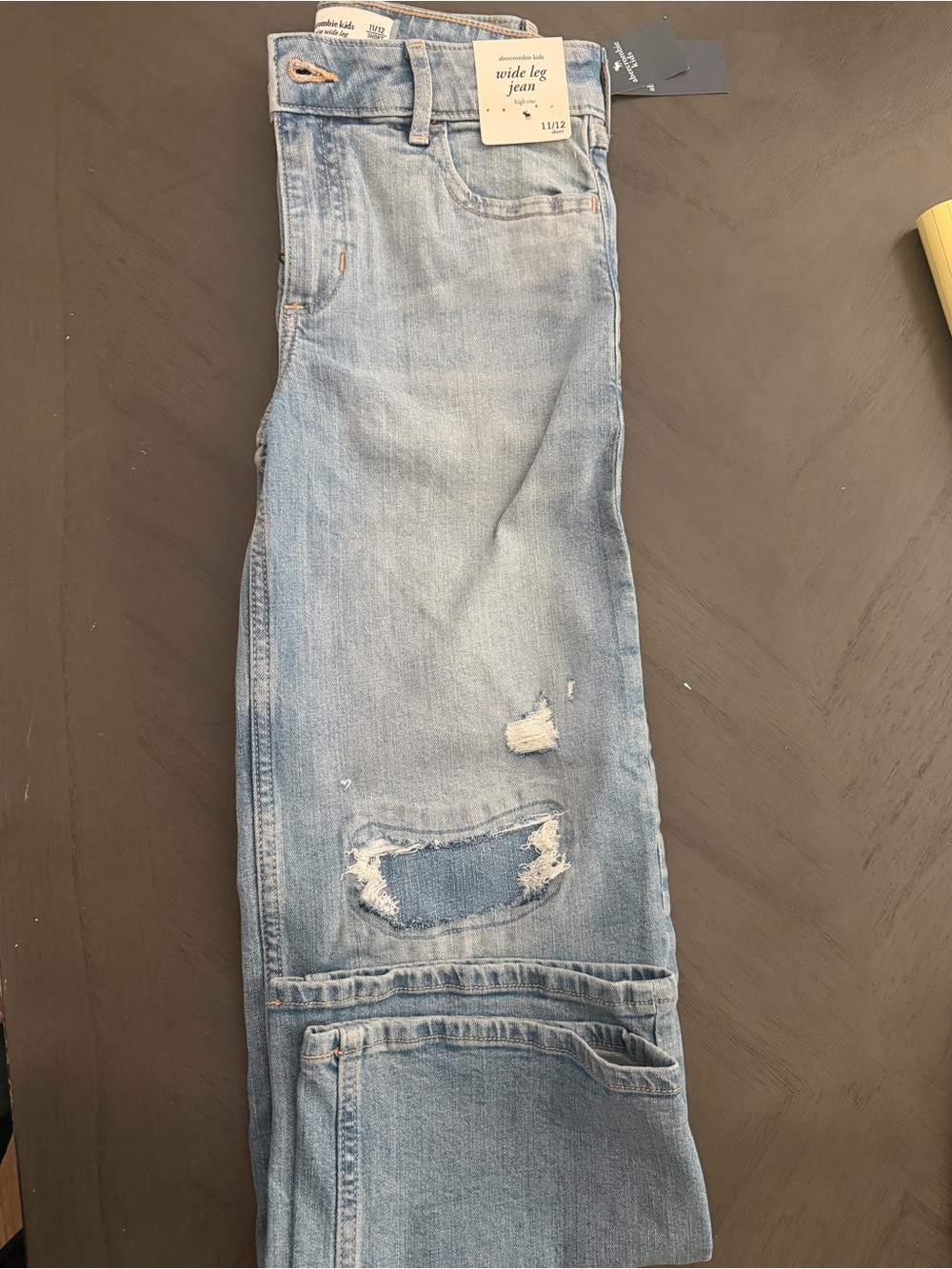 Abercrombie & Fitch Light Blue Kids' Wide Leg Distressed Jeans, brand new , tags